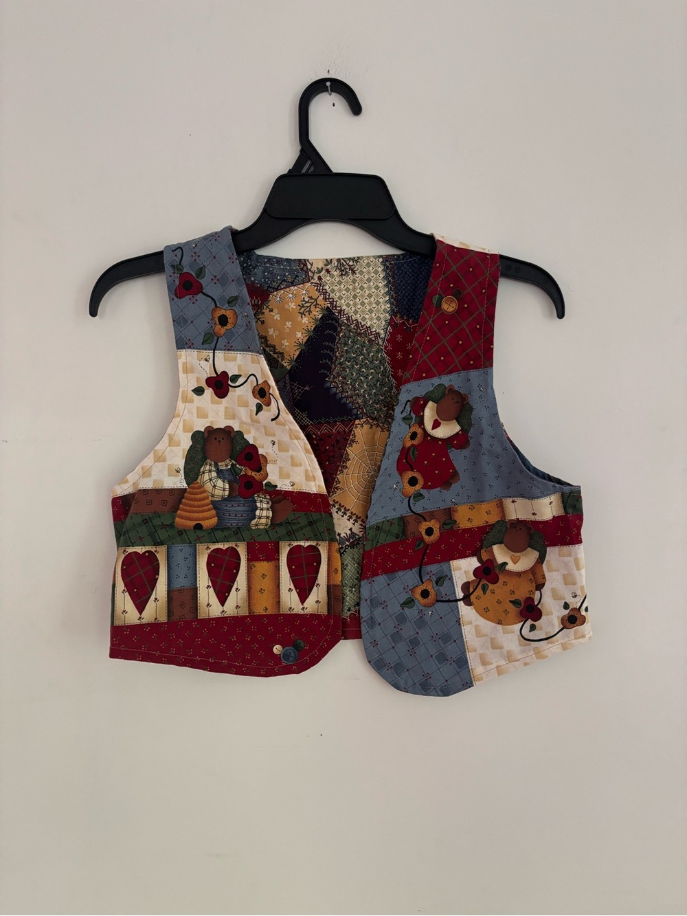 Handmade Reversible Country Bears Patchwork Vest